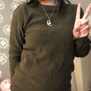 Dark Green Knitted Sweater $25